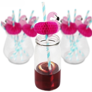 25 piezas 3D Flamingo panal de abeja papel pajitas para beber cumpleaños boda piscina hawaiana Luau decoración de fiesta