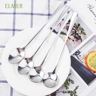 Elmer cuchara de té de acero inoxidable helado accesorios de cocina cuchara de café mango largo vajilla para Picnic postre vajilla