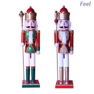 Feel Nutcracker adorno nogal soldado lentejuelas rey títere figuras de madera decoración de navidad niños vacaciones año nuevo