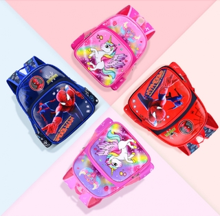 Niños unicornio Spiderman Piggy Series bolsa escolar impermeable mochila Beg Sekolah Perempuan estudiante mochilas bebé