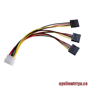 AYELLOW 4 pines IDE Molex a 3 conectores de Cable de extensión de divisor de alimentación SATA serie ATA