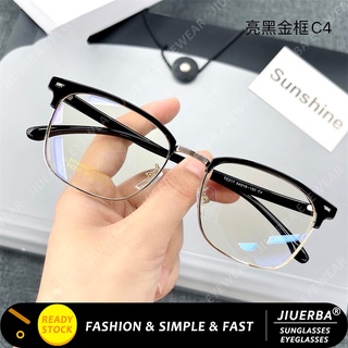 (JIUERBA) Anteojos antirradiación / luz azul para hombres / mujeres gafas de medio marco de estilo retro gafas de ordenador para hombre de alta calidad