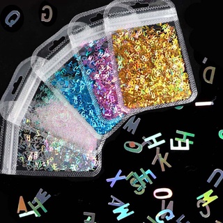 yedda 12 colores alfabeto holográfico láser- letras gruesas Glitter resina epoxi Festival letras gruesas lentejuelas mixtas 2g por (5)
