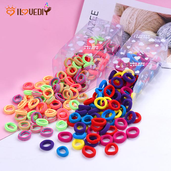 100 pzs coloridos soportes para el cabello para niños/linda banda elástica para el cabello/ligas para el cabello