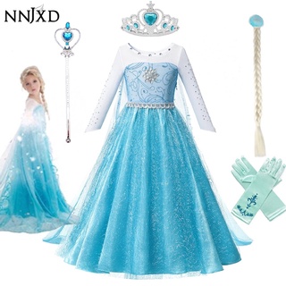 nnjxd vestido de princesa de halloween fiesta cosplay disfraz para niños reina de nieve elsa