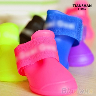 tianshan 4pcs zapatos para mascotas perro impermeable botas de lluvia botines zapatos de goma colores caramelo (5)