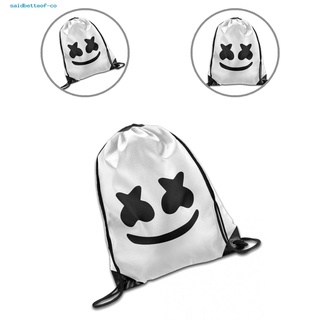 SA Cool DJ Marshmello Face Print Drawstring Shoulder Bag Travel Outdoor Backpack