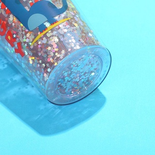 1pcs nueva moda taza de agua de verano taza de hielo doble paja vaso de plástico L1T6