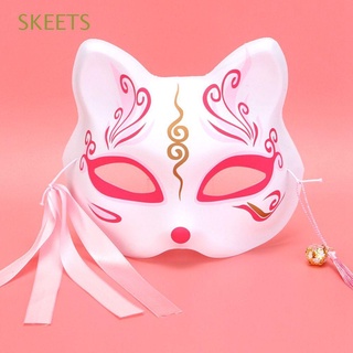 skeets 3d disfraz de protección de fiesta no tóxico decoración de halloween gato protección con borlas estilo japonés mascarada festival campana pintado a mano unisex cosplay props