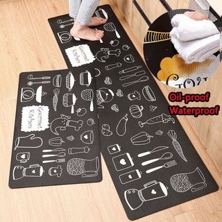 alfombra de cocina de cuero de la pu alfombra de piso a prueba de aceite antideslizante alfombrilla de cocina (1)