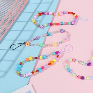 Las mujeres del desierto nueva moda perla colorido acrílico cuentas Anti-pérdida teléfono móvil correa cordón teléfono cadena (7)
