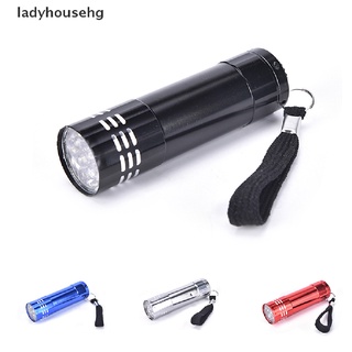 ladyhousehg mini uv ultra violeta 9 led linterna luz negra lámpara de inspección antorcha venta caliente