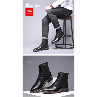 Estilo británico botas de cuero retro de color de la moda botas de cuero de los hombres zapatos de vestir (6)