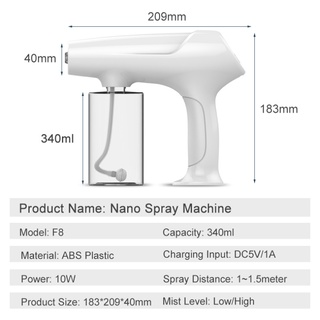 [En inglés] nuevo 340ML atomización inalámbrica desinfectante Nano pistola de pulverización carga USB s.a. (3)