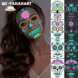 TURNWARD Wide Use Face Sticker Long Lasting Halloween Decoration Tattoo Stickers Water Transfer Printing Cosplay Props Temporary Easy to Clean Masquerade Party Accessories Two-color Luminous