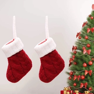 Navidad de punto calcetines cubiertos Set/sumini suministros de cocina/Mini calcetines de lana caramelo vajilla bolsa/Xmas árbol colgante decoración (6)