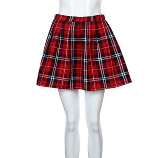 [GCEI] niñas escocia cuadros cuadros uniforme escolar plisado falda algodón tartán