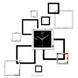 sala de estar 3d diy decoración del hogar arte autoadhesivo rectángulo forma reloj de pared
