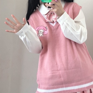 2022 Kawaii Sanrio Estudiante Suéter De Punto Kuromi Cinnamoroll My Melody Chaleco Camisa Dulce Estilo Universitario M-L Niñas