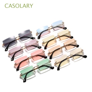 casolary nuevas gafas de sol moda anti-uv sin marco gafas mujeres sin montura multicolor retro niñas gradiente