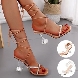 las mujeres de la moda de tacón alto transpirable slip-on casual cuadrado toe sandalias (1)