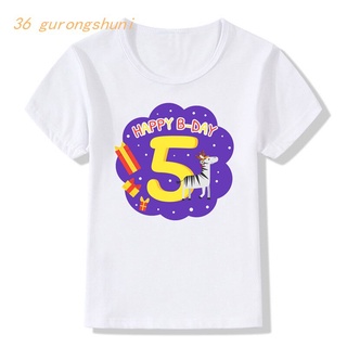 Número 2 3 4 8 5o Feliz Cumpleaños De Dibujos Animados De Los Niños Camiseta Para Niñas Ropa Niña Impresión Gráfico Niño