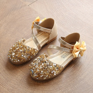 Bebé Niños Niñas Perla Cristal Bling Bowknot Solo Princesa Zapatos Sandalias # C (5)