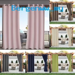 Bergenww_My cortina de ojal Color sólido impermeable poliéster bloqueador solar cortina de piso para exteriores