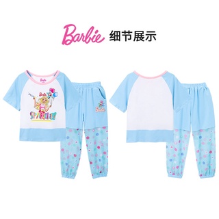 < Mommybaby > Barbie 2021 niñas conjunto de algodón manga corta top dos piezas princesa infantil (5)