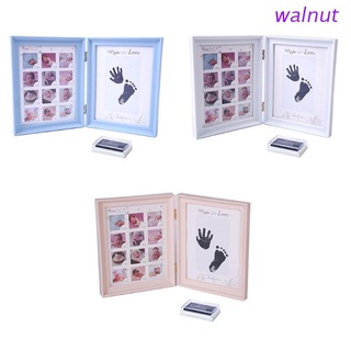 walnut Newborn Baby Hand Foot Ink Pad Print Infants Full Moon Age Growth Photo Frame