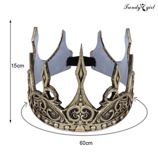 [tdgl xmas] simulación corona llamativo realista aspecto de cuero sintético antiguo medieval corona adornos para fiesta (5)