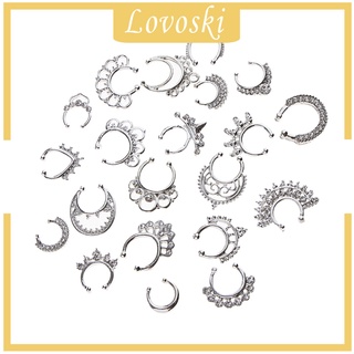 [Lovoski] 21 piezas de cristal falso Septum Clicker nariz anillo no perforante (6)