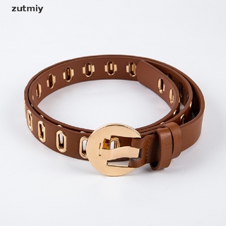 [zuy] cinturón de mujer ajustable agujero punk cinturones para mujer aleación pin hebilla cinturón de cuero cqw