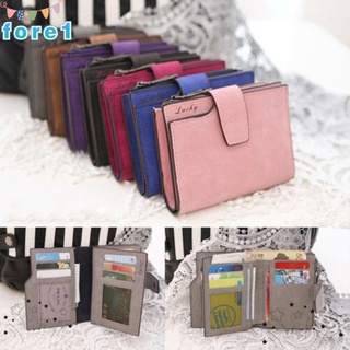 FORE Women Ladies Purse Short Small Money Purse Wallet Mini Fashion PU Leather Folding Coin Card Holder/Multicolor (1)