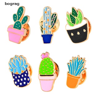 [Bograg] 6 Unids/Set De Broche De Esmalte Pins Planta Cactus Collar Pin Insignia Mujer Joyería Regalo 579CO