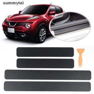 Summytei 4PCS Car Door Sill Scuff Carbon Fiber Stickers Welcome Pedal Protect Accessories CO