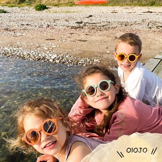 YL🔥Bienes de spot🔥Nuevos lentes de sol para niños con marco redondo esmerilado UV400/lentes de sol para bebés/niñas/Retro Color sólido【Spot marchandises】 (9)