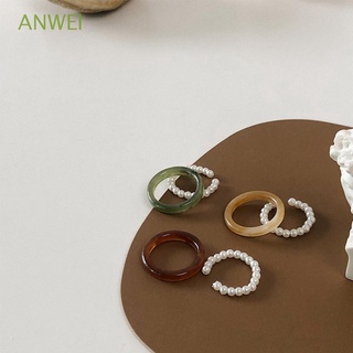 Anwei set 2 piezas anillos De Acrílico para mujer con cuentas De Resina retro/Multicolorido