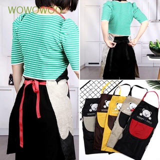 WOWOWOO Professional Erasable Hand Apron Adjustable Dirt-proof Kitchen Apron Cute Bear BBQ Waterproof Chefs Baking Pockets