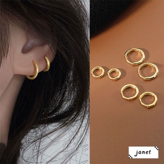 1 par de pendientes de aro pequeños básicos Pendientes circulares de oro simples Accesorios de moda Janet