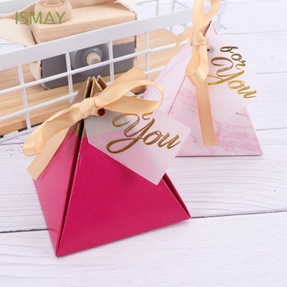 ISMAY Rose Red Wedding Favors Paper Gift Boxes Candy Box Triangular Pyramid Packing Box Gift Bag Sweet Candy Decoration Chocolate Bags