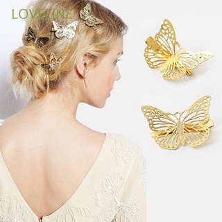 Loveline Hollow Vintage joyería para el cabello dorado Headwear Bobby Pins Metal horquillas mariposa Clips para el pelo