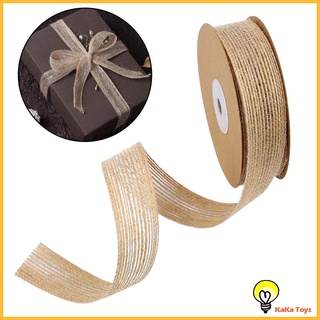 Un rollo de tela de arpillera tejida cinta 10 yardas, cinta de árbol de navidad para manualidades, adornos de boda de yute, Natural (4)