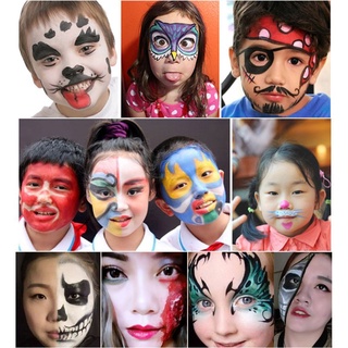 SUN 15 Colores Pintura Facial Maquillaje Corporal No Tóxico Seguro Agua Soluble Con Cepillo De Navidad Halloween Fiesta Herramientas (5)
