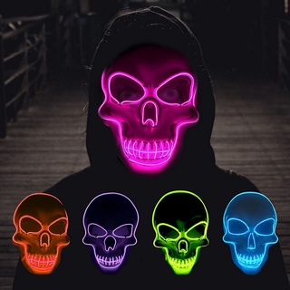 máscara led esqueleto de halloween glow scary el-wire máscara light up cosplay máscaras (6)