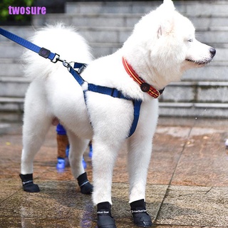 [twosure] 4pcs M/XXL antideslizante impermeable colores caramelo botas de goma moda mascota zapatos de lluvia (9)