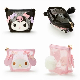 El nuevo Nueva bolsa de cosméticos conveniente de malla transparente Kuromi, bolso de mensajero rosa con corazón para niña, monedero de dibujos animados, estuche para llaves