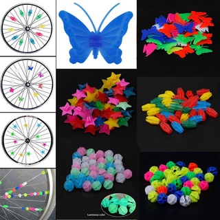navone 36 piezas de perlas de rayos para niños, accesorios de bicicleta, rueda, ciclismo, corazón, estrellas, plástico, decoración multicolor (7)