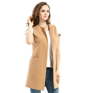 Chaleco de mujer chaleco largo abrigo sin mangas chaquetas de invierno