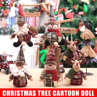 adornos de felpa de navidad adornos colgantes de árbol de navidad adornos de temporada festiva colgante de santa muñeco de nieve reno oso adornos de felpa
